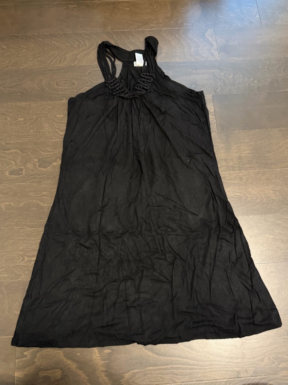 Dotti Black Braided-Neck Mini Dress